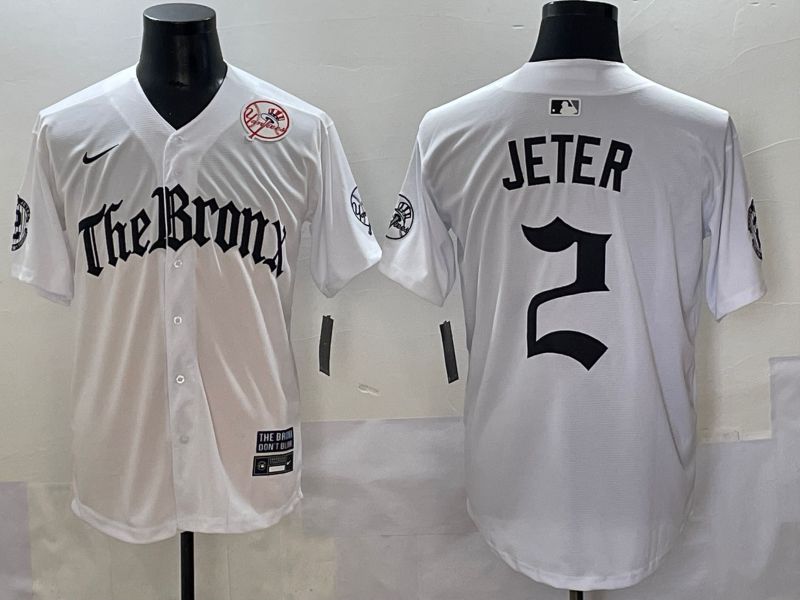 Men 2025 New York Yankees #2 Jeter White Five generations Joint Name Nike MLB Jersey style 5->texas rangers->MLB Jersey